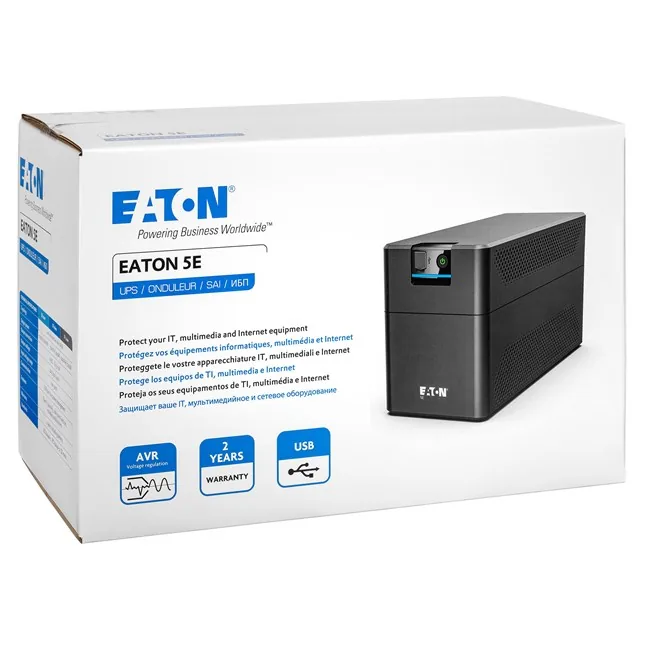 Eaton 5E 1600 Line-Interactive UPS yandan ya da arkadan görünüm
