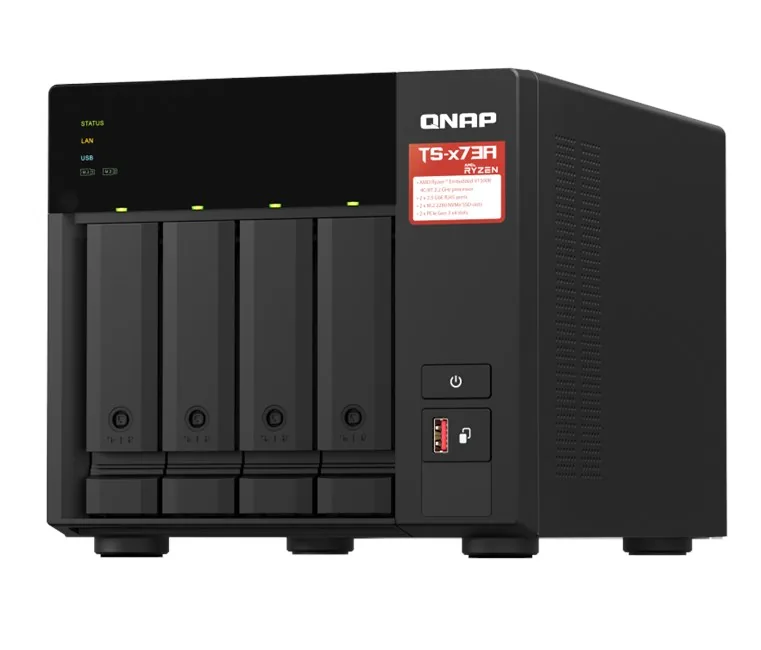 QNAP TS-473A-8G (4x3.5") Tower NAS farklı açıdan görünüm