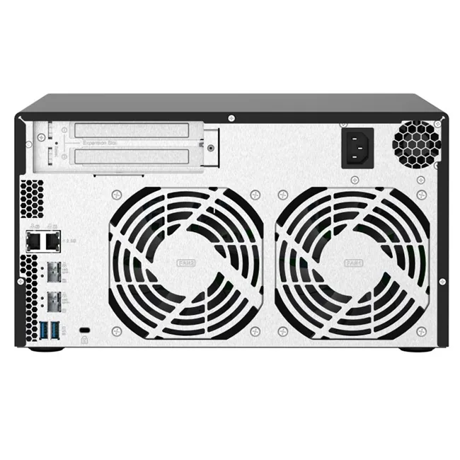 QNAP TS-832PX-4GB Tower NAS yandan ya da arkadan görünüm