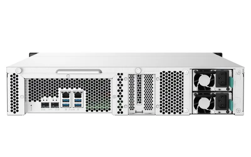 QNAP TS-832PXU-RP-4GB Rack NAS 2U yandan ya da arkadan görünüm