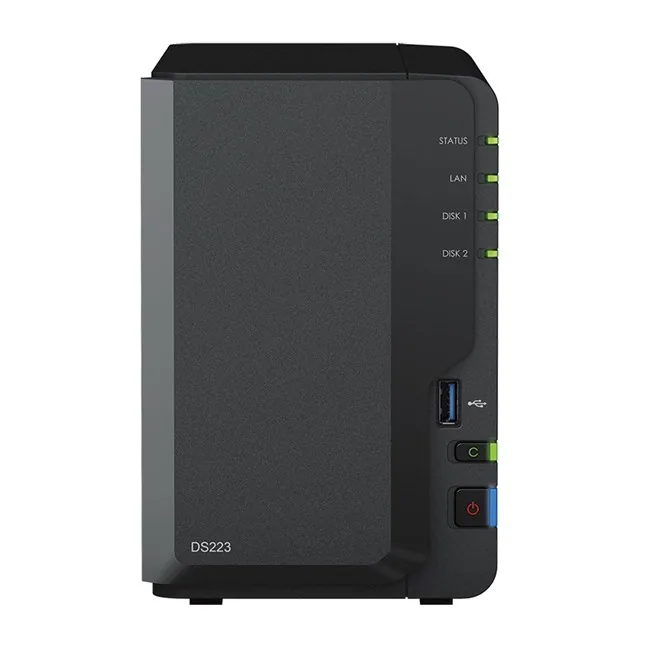 Synology DS223 (2x3.5"/2.5") Tower NAS önden görünüm