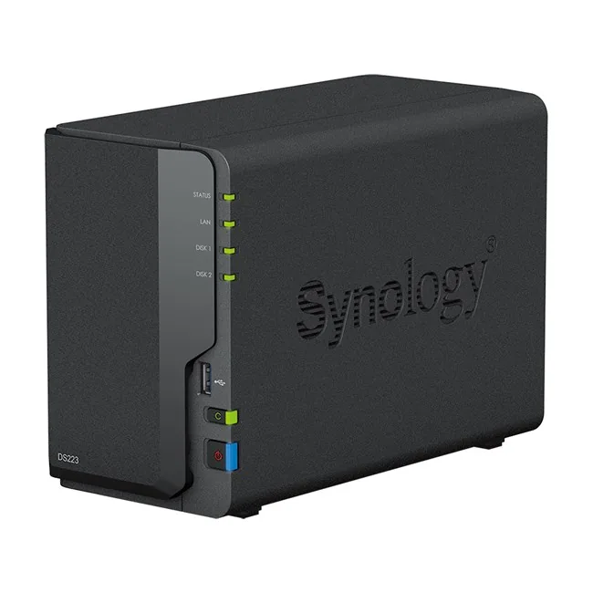Synology DS223 (2x3.5"/2.5") Tower NAS farklı açıdan görünüm